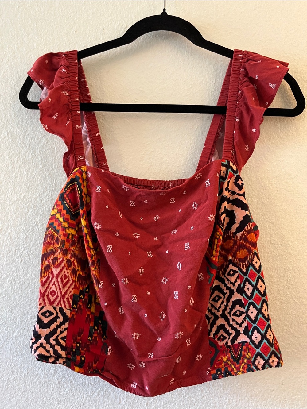 Torrid Red Patterned Smocked Crop Top